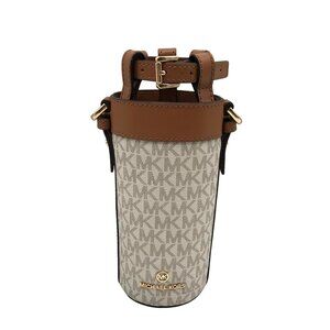Michael Kors Vanilla & Acorn Coated Canvas Large Bottle Holder